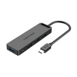 Vention Port Hub USB-C to 4xUSB 3.0 with PD (TGKBB) Black