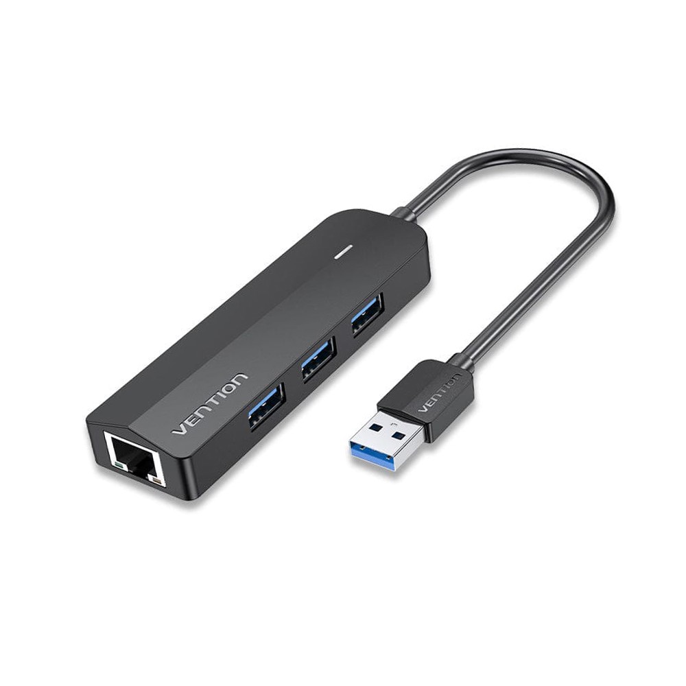 Vention Port Hub  USB-A to 3xUSB 3.0 with Lan (CHNBB) Black