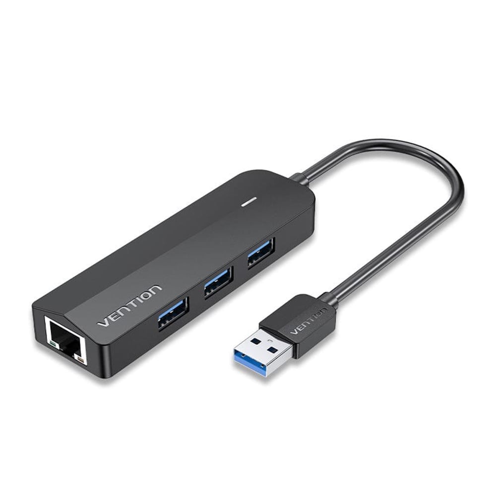 Vention Port Hub  USB-A to 3xUSB 3.0 with Lan (CHNBB) Black