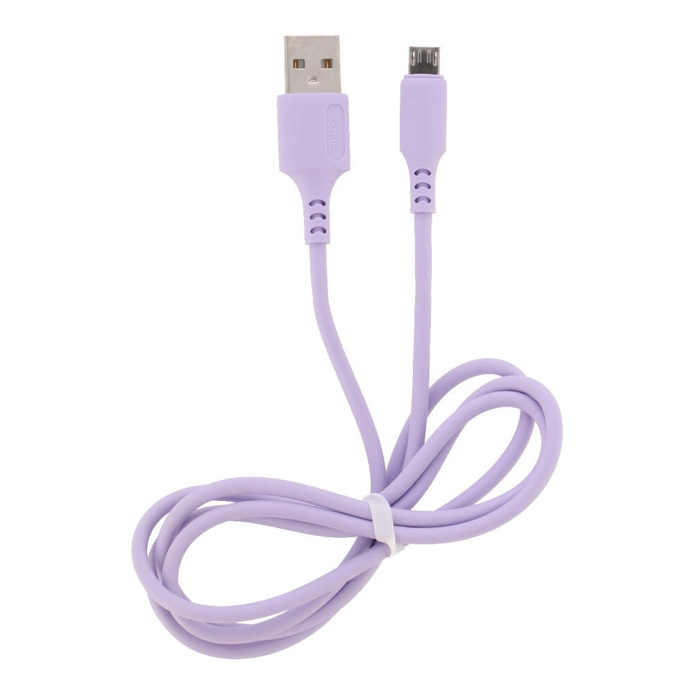 สายชาร์จ QPLUS Micro USB (2.4A) 1 เมตร Purple/Candy