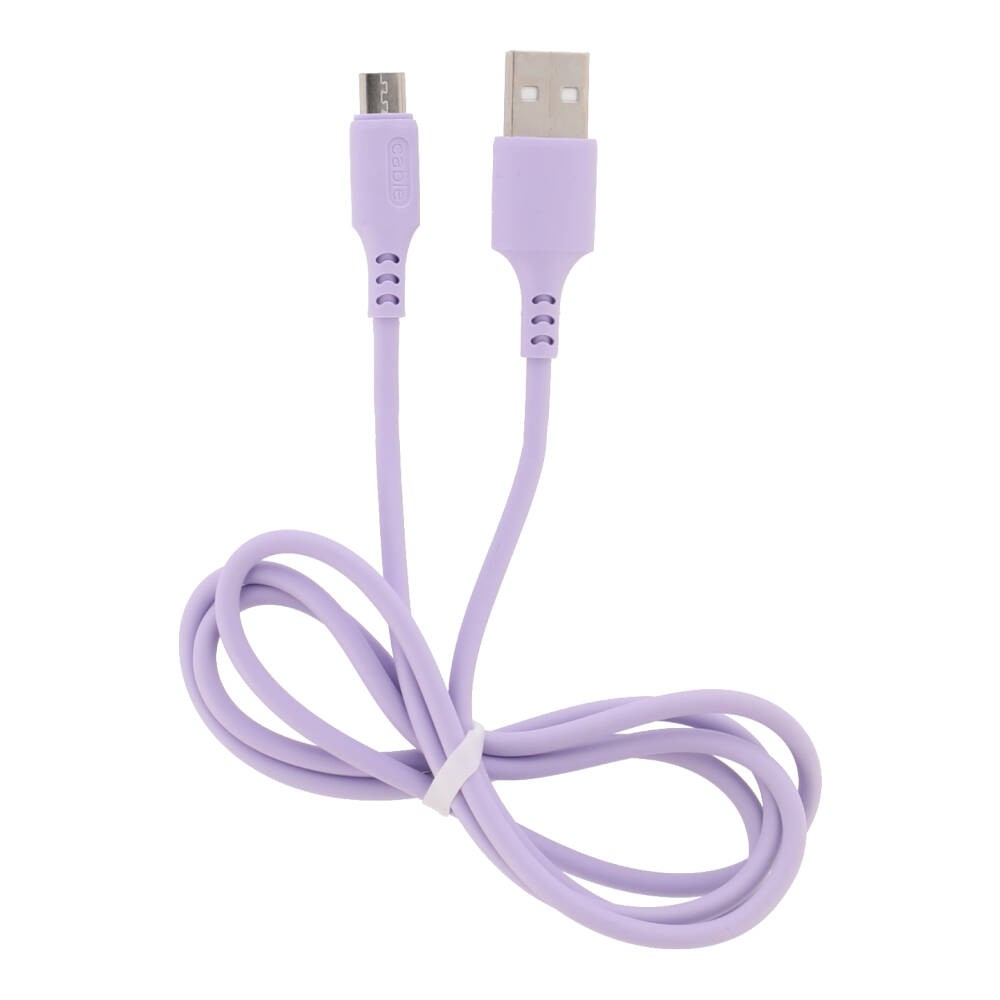 สายชาร์จ QPLUS Micro USB (2.4A) 1 เมตร Purple/Candy