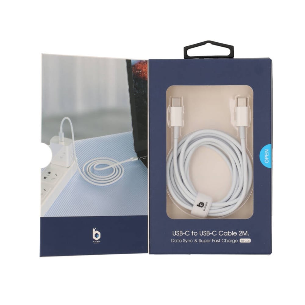 สายชาร์จ Blue Box USB-C to USB-C PD60W 2 เมตร BB-C06 - White