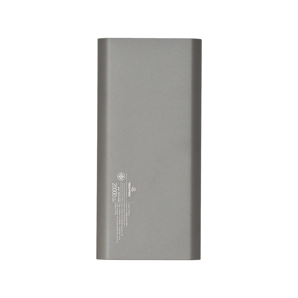 พาวเวอร์แบงค์ TECHPRO 20,000 mAh Grey