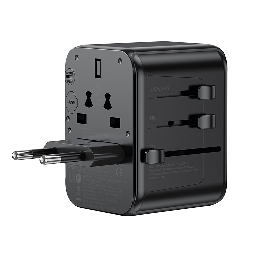 หัวแปลงปลั๊กไฟ Veger Universal Travel Adapter 35W (VA-INT03) Black