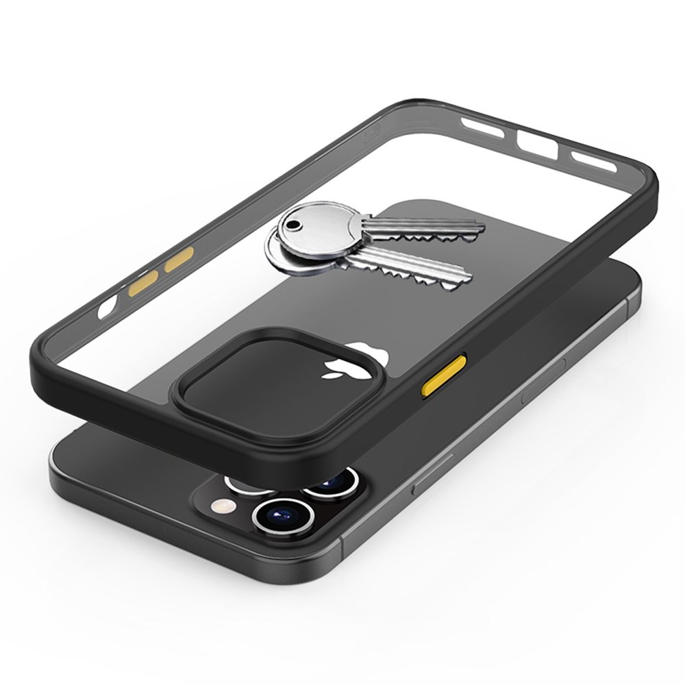 Blue Box Casing for iPhone 12 Pro Max (6.7) Bumper Case Clear with Black/Yellow Botton เคส