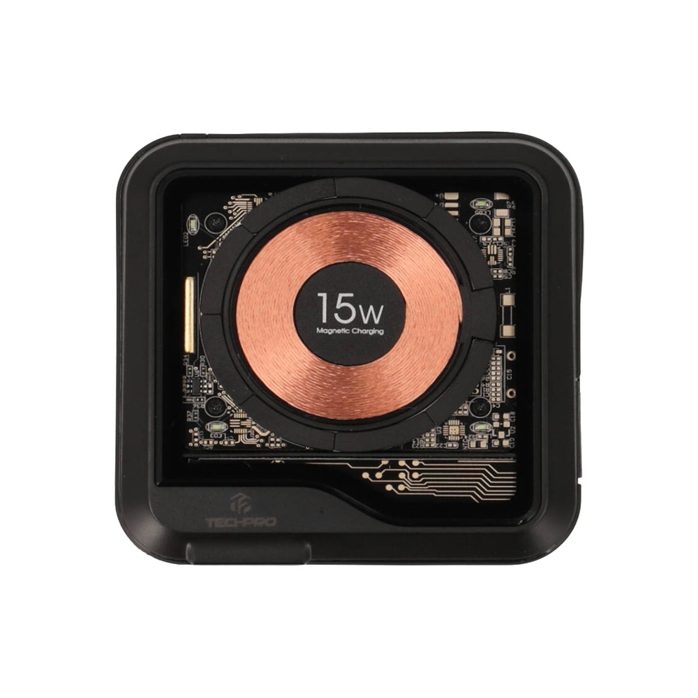 พาวเวอร์แบงค์ TECHPRO 10,000 mAh Magnetic Charging Black