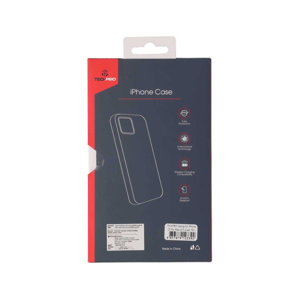 เคส TECHPRO iPhone 15 Pro Max Clear