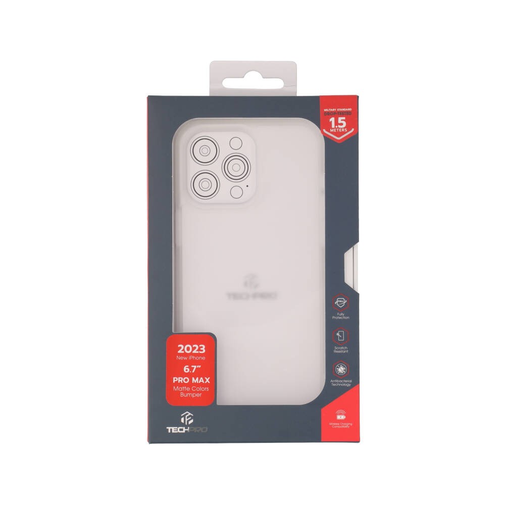 เคส TECHPRO iPhone 15 Pro Max Matte White Color Bumper