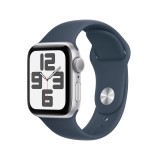 Apple Watch SE GPS 40mm Silver Aluminium Case with Storm Blue Sport Band - M/L - 2nd Gen (New)