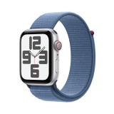 Apple Watch SE GPS + Cellular 44mm Silver Aluminium Case with Winter Blue Sport Loop - 2nd Gen (New)
