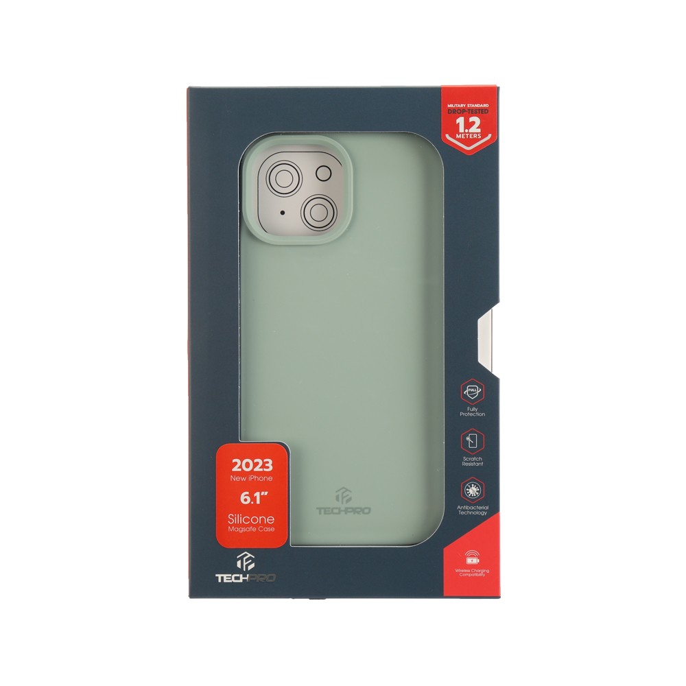 เคส TECHPRO iPhone 15 Silicone with MagsafeMinty Green