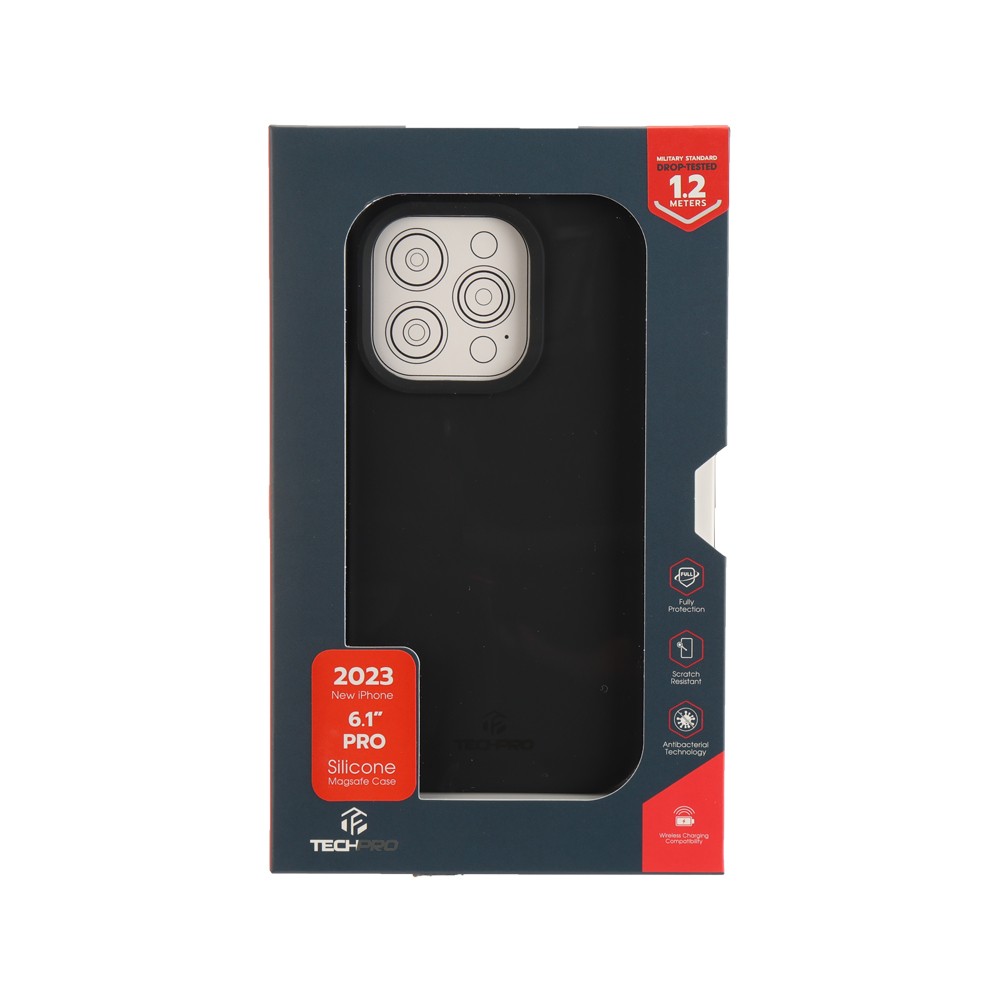 เคส TECHPRO iPhone 15 Pro Silicone with MagsafeGraphite Black