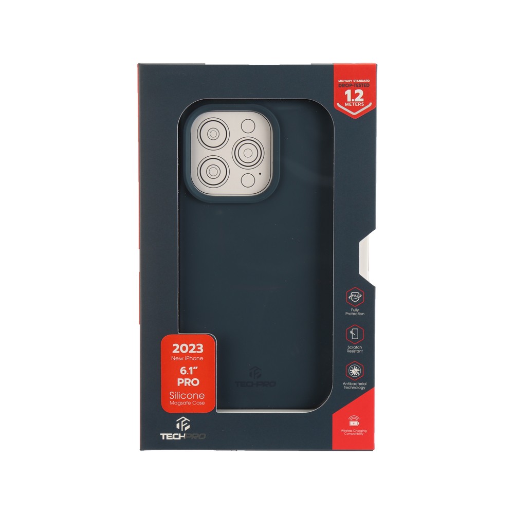 เคส TECHPRO iPhone 15 Pro Silicone with MagsafeSteel Blue
