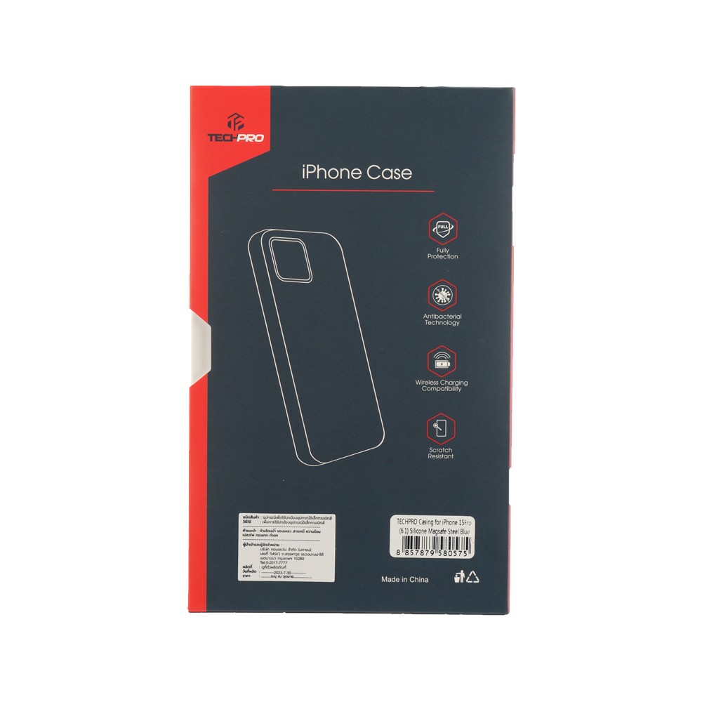 เคส TECHPRO iPhone 15 Pro Silicone with MagsafeSteel Blue