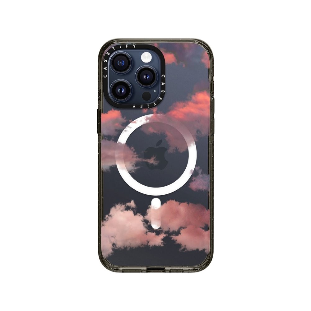 เคส Casetify iPhone 15 Pro Max RE/CASETiFY Impact Case with MagsafeClear Black Clouds