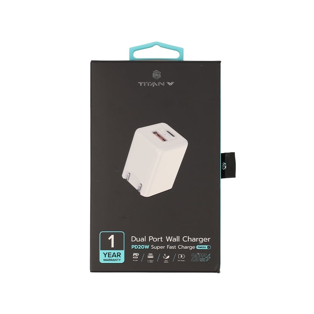 อะแดปเตอร์ TITANV Wall Charger 1 USB-A / 1 USB-C White
