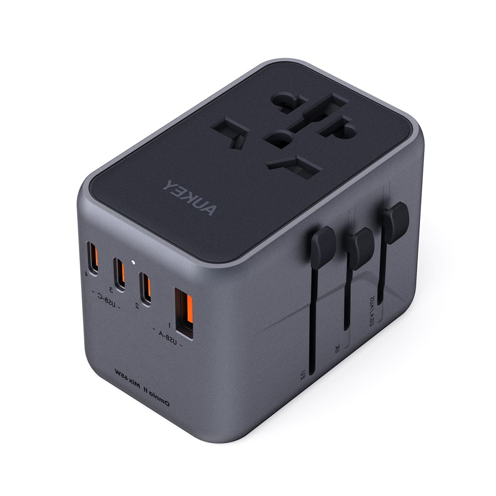 หัวแปลงปลั๊กไฟ AUKEY Universal Adapter Travel Mate 65W GaN with USB Ports (PA-TA08)