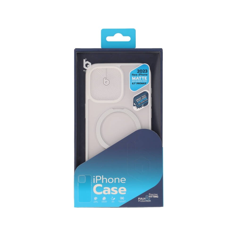 เคส Blue Box iPhone 15 Pro Max Matte Clear magnetic ring White