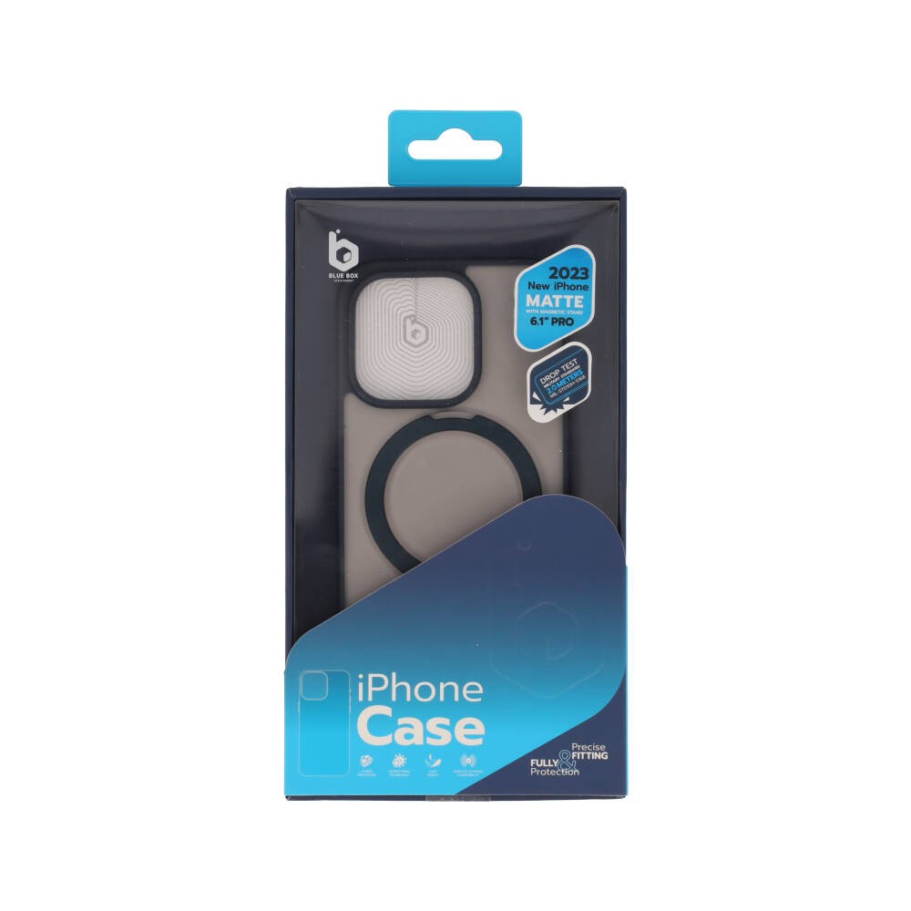 เคส Blue Box iPhone 15 Pro Matte Clear magnetic ring Blue Steel