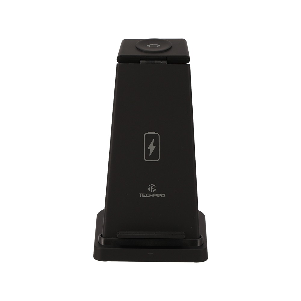 ที่ชาร์จไร้สาย TECHPRO 3 in 1 Wireless Charger Stand 15W Fast charge Black