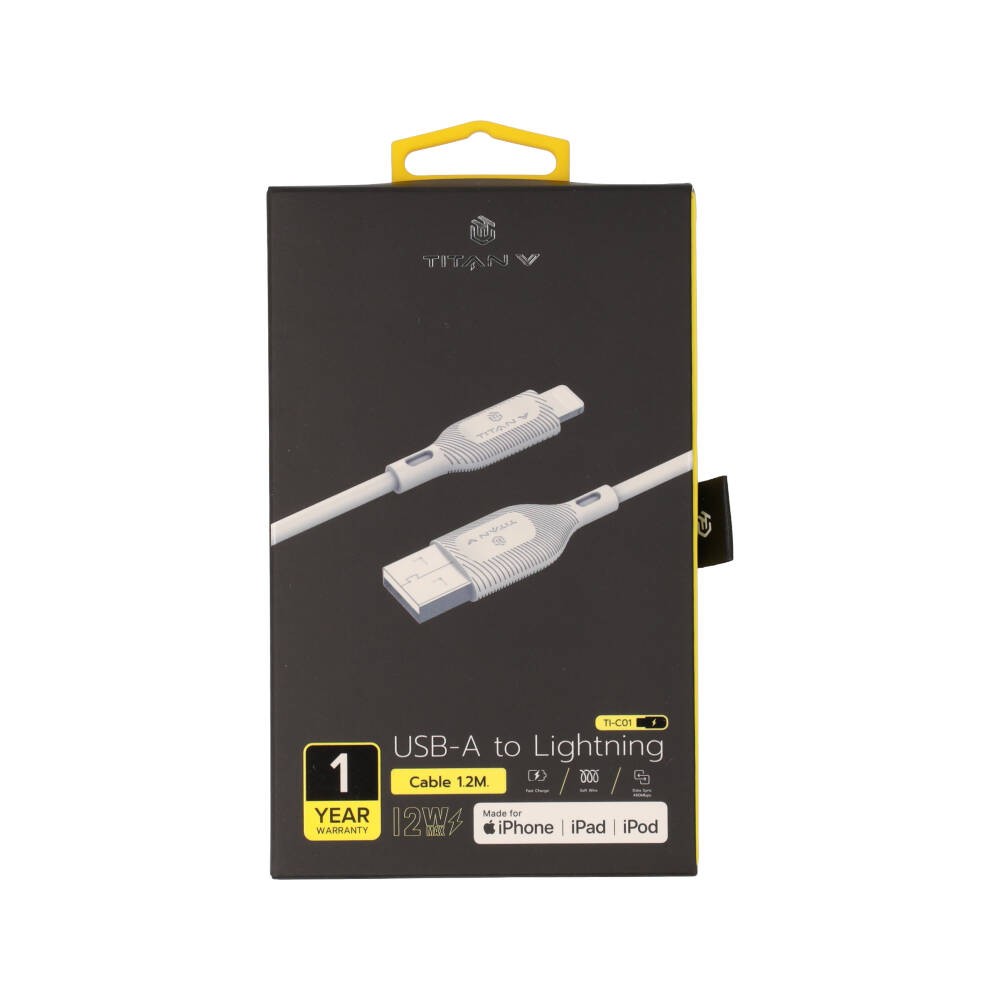 สายชาร์จ TITANV USB-A to Lightning Cable 2.4A Fast Charge 1.2M MFI Basic White (TI-C01)