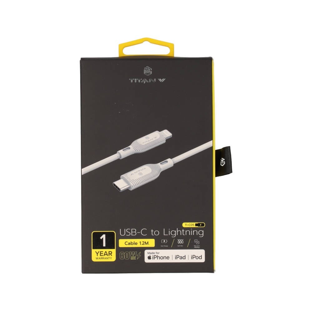 สายชาร์จ TITANV USB-C to Lightning Cable Basic 3A/60W Super Fast Charge (MFI) 1.2M White (TI-C05)