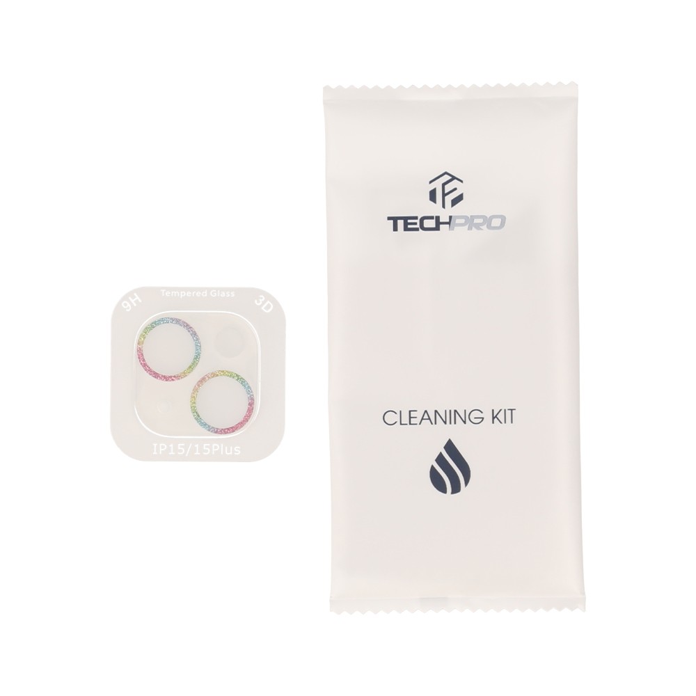 ฟิล์มกันเลนส์ TECHPRO Camera Full Lens iPhone 15/15 Plus Rainbow