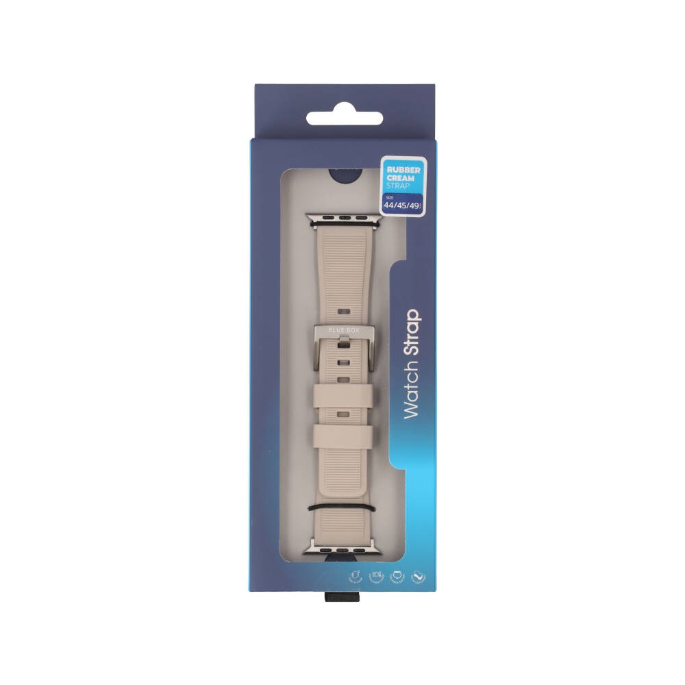 Blue Box สาย Apple Watch Strap Series 6,7,8,9,SE1,SE2,Ultra (44/45/49mm) Rubber Cream