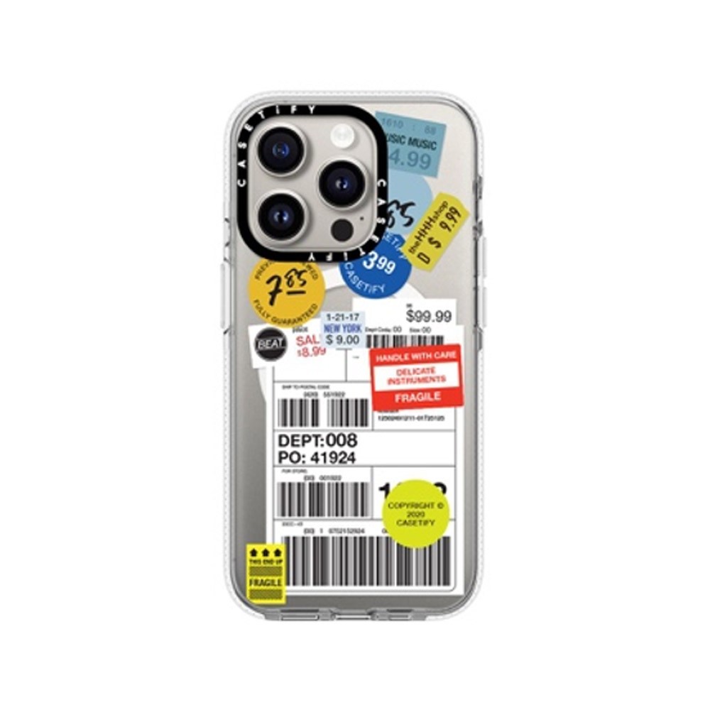 เคส Casetify iPhone 15 Pro with Magsafe Impact Clear LabelSticker Design 2