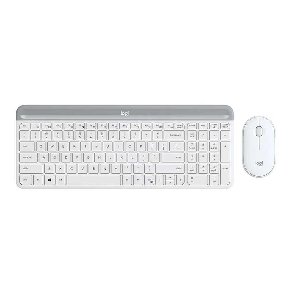 เมาส์และคีย์บอร์ดไร้สาย Logitech Wireless Mouse + Keyboard MK470 Slim Off White (TH/EN)