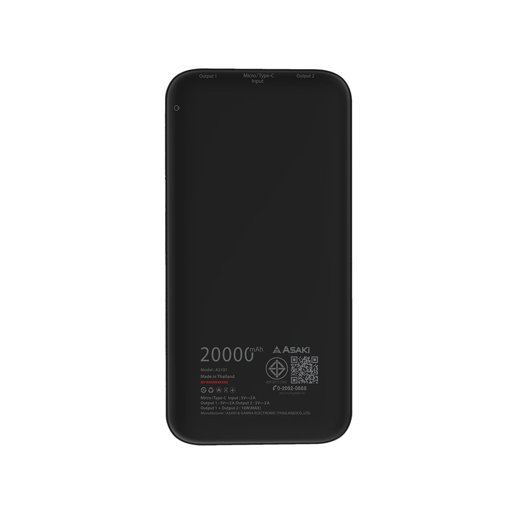 พาวเวอร์แบงค์ ASAKI 20,000 mAh A-B3523 Black