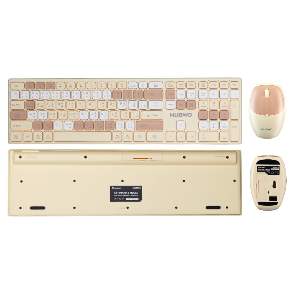 เมาส์และคีย์บอร์ดไร้สาย NUBWO Wireless Combo Set NKM631 Yellow (TH/EN)