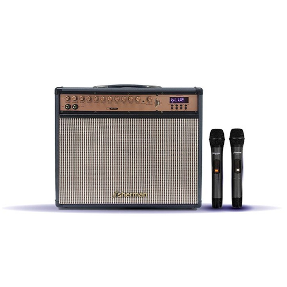 ลำโพงบลูทูธ Sherman Amplifier + Wireless Mic APS-105 Black