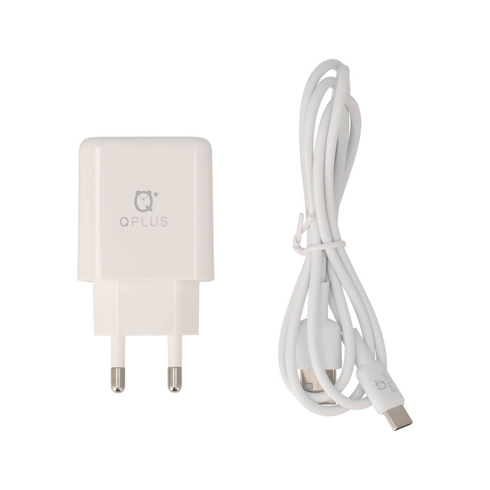 อะแดปเตอร์พร้อมสายชาร์จ QPLUS Wall USB Charger 2 USB-A (2.4A) + USB-A to USB-C Cable 1M. White (TG07) (TISI)