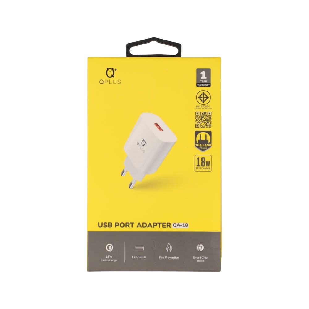 อะแดปเตอร์ QPLUS Wall USB Charger 1 USB-A (QC3.0A/18W) White (HX01) (TISI)