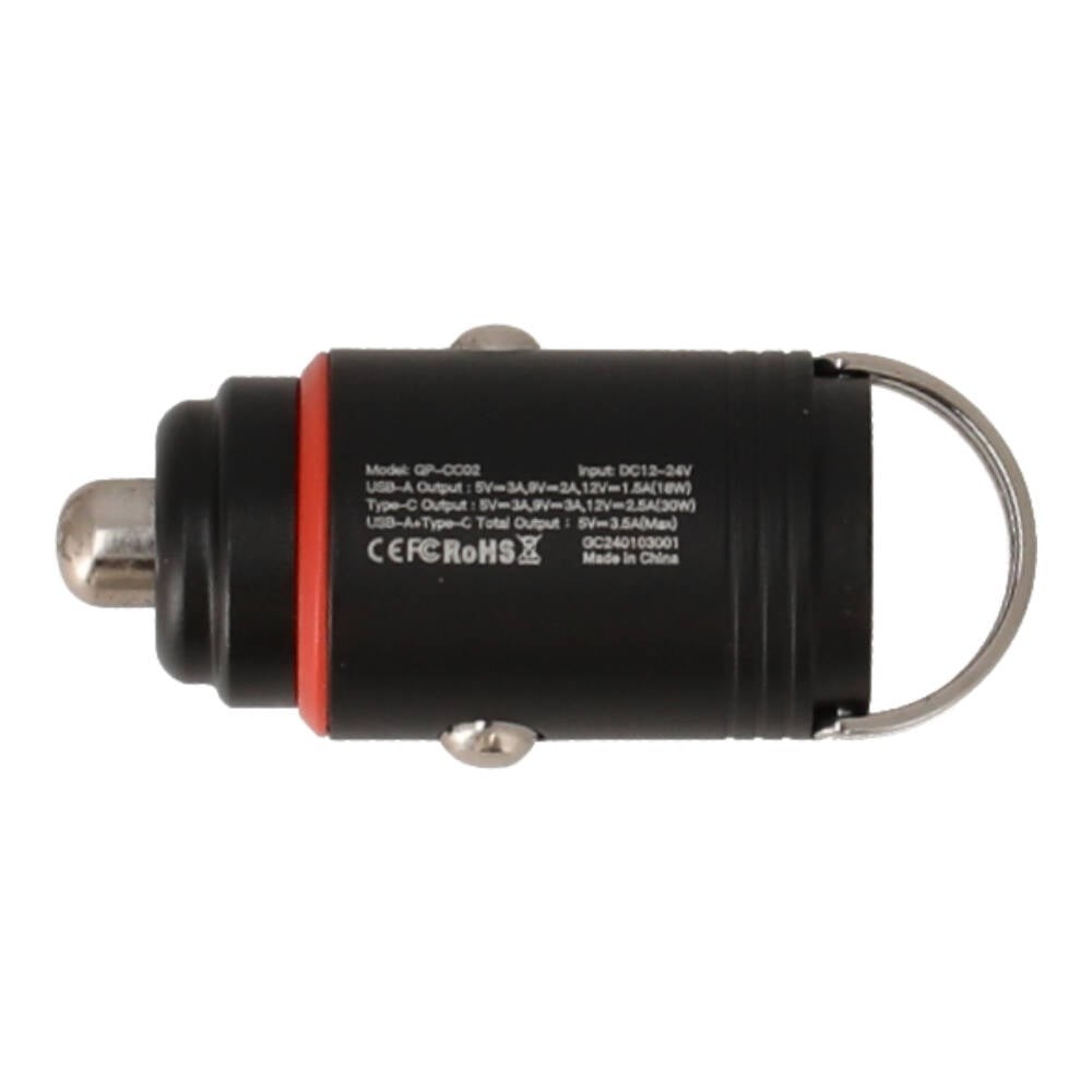ที่ชาร์จแบตในรถ QPLUS Car Charger 1 USB-A (18W) / 1 USB-C (PD30W) Bl;ack (QP-CC02)