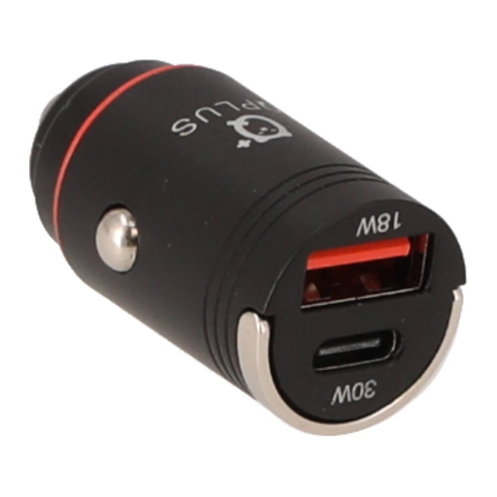 ที่ชาร์จแบตในรถ QPLUS Car Charger 1 USB-A (18W) / 1 USB-C (PD30W) Bl;ack (QP-CC02)