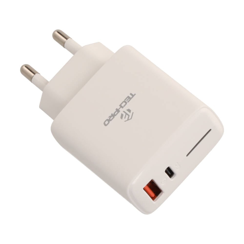 อะแดปเตอร์ TECHPRO Wall USB Charger 1 USB-A (QC3.0) / 1 USB-C (PD20W) White (TP-WC04) (TISI)