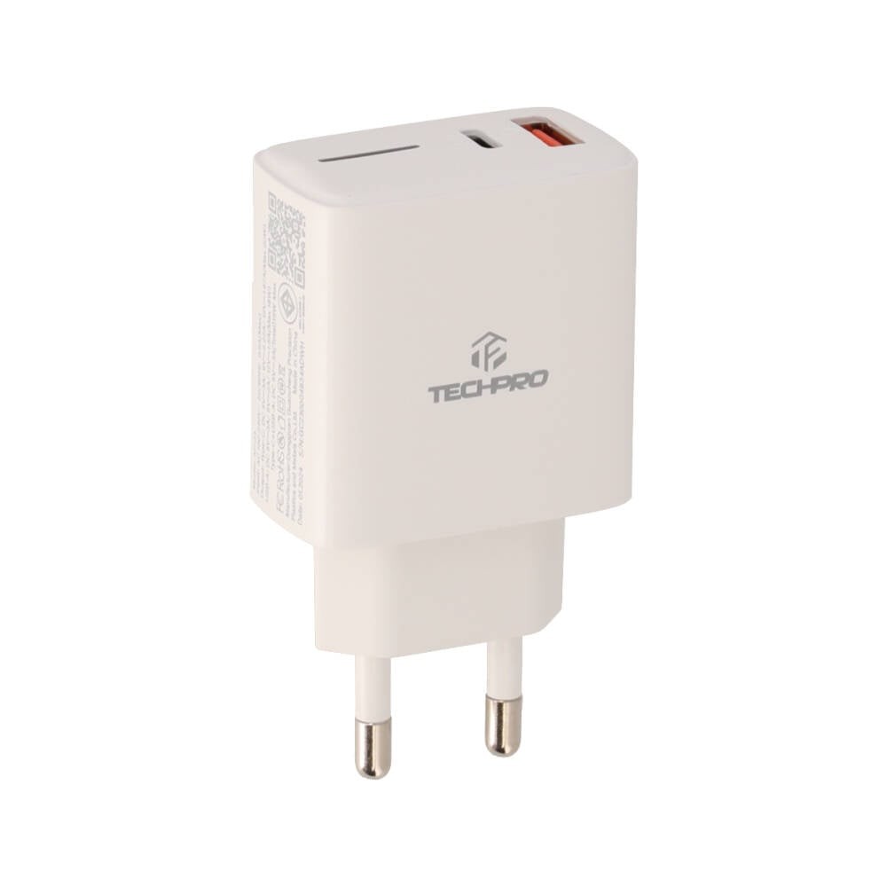 อะแดปเตอร์ TECHPRO Wall USB Charger 1 USB-A (QC3.0) / 1 USB-C (PD20W) White (TP-WC04) (TISI)