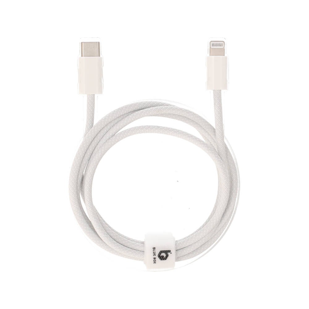 สายชาร์จ Blue Box USB-C to Lightning 27W 1 เมตร Knitting White