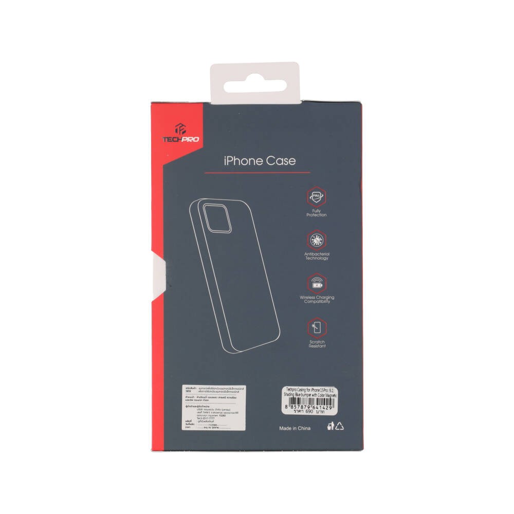 เคส TECHPRO iPhone 15 Pro with Magnetic Black Shading Blue bumper