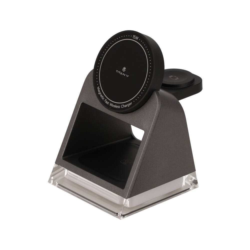 แท่นชาร์จไร้สาย TITAN 3-in-1 Wireless Charger Light Stand Dark Grey