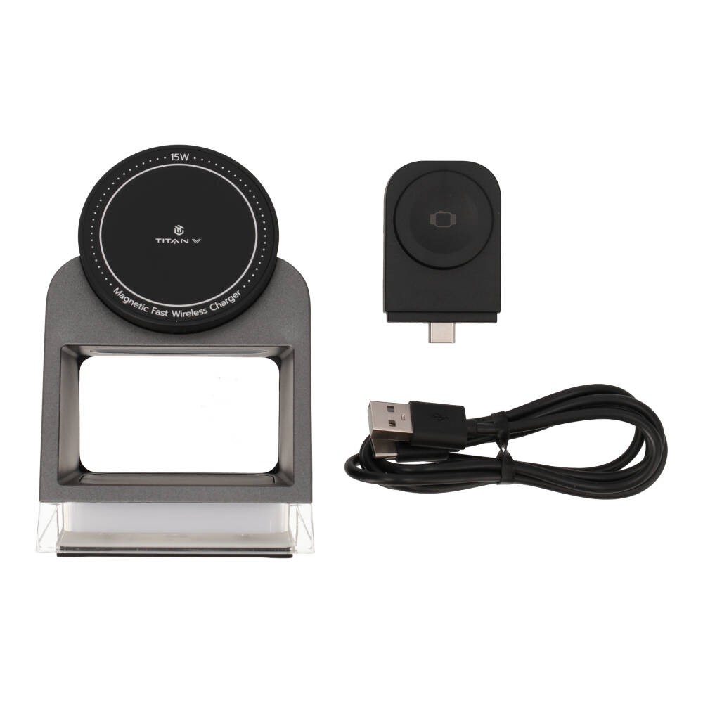 แท่นชาร์จไร้สาย TITAN 3-in-1 Wireless Charger Light Stand Dark Grey