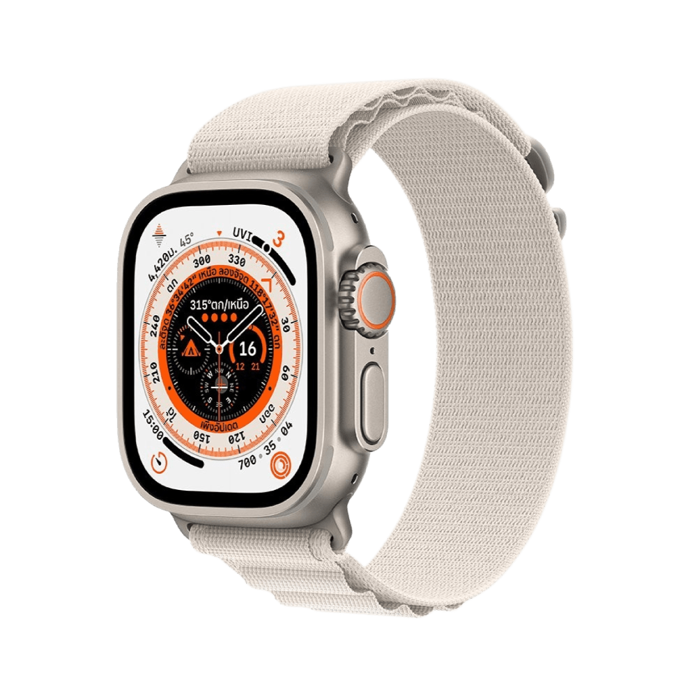 Apple Watch Ultra GPS + Cellular 49mm Titanium Case with Starlight Alpine Loop - Large