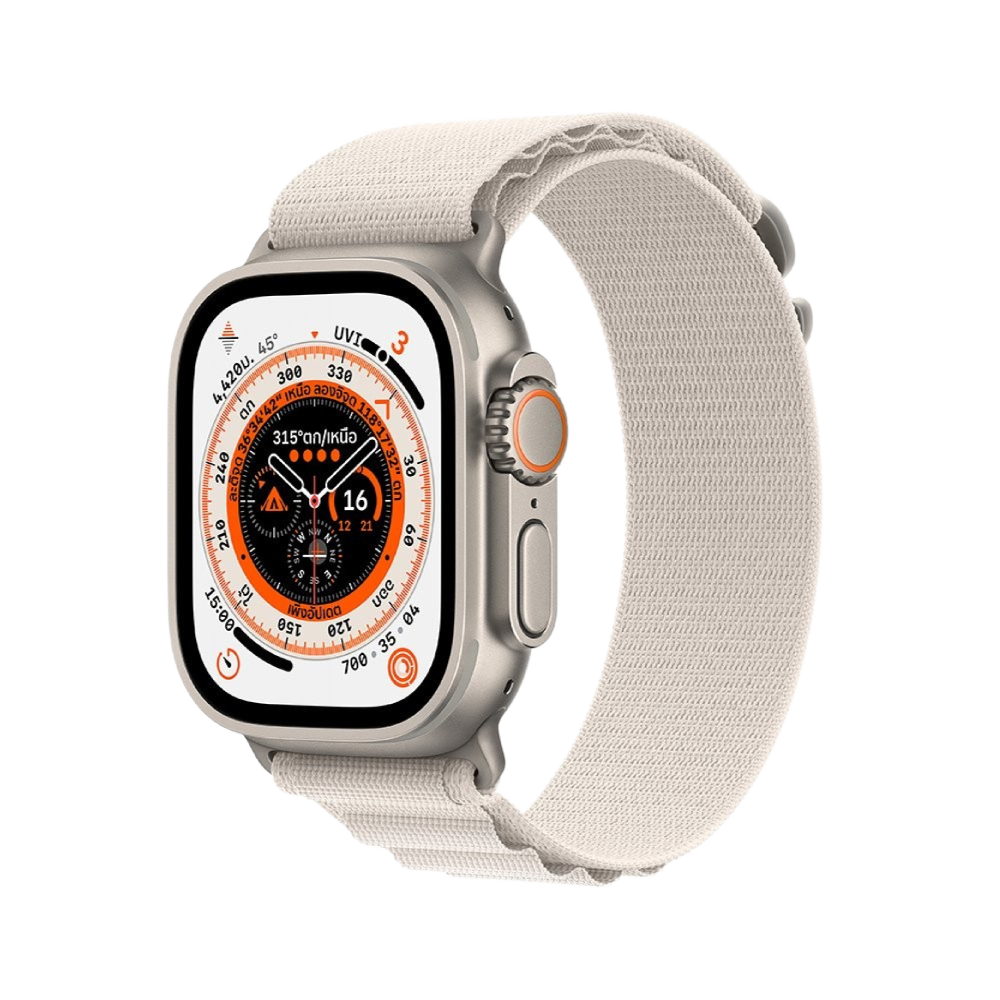Apple Watch Ultra GPS + Cellular 49mm Titanium Case with Starlight Alpine Loop - Large