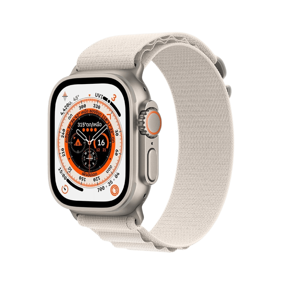 Apple Watch Ultra GPS + Cellular 49mm Titanium Case with Starlight Alpine Loop - Medium