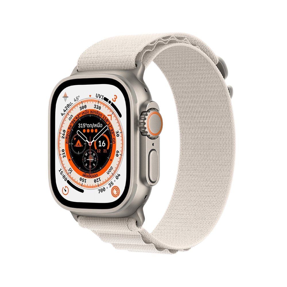 Apple Watch Ultra GPS + Cellular 49mm Titanium Case with Starlight Alpine Loop - Medium