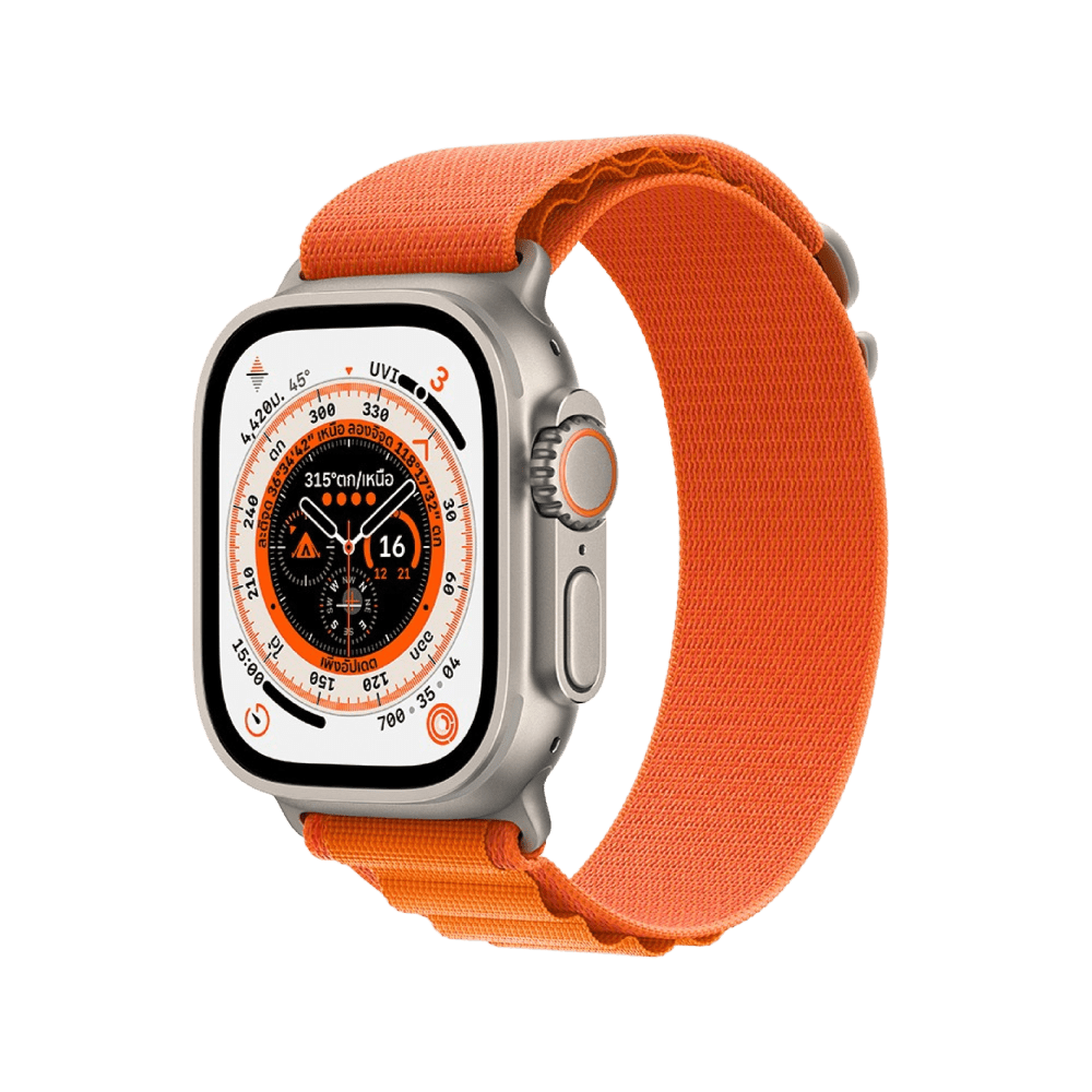 Apple Watch Ultra GPS + Cellular 49mm Titanium Case with Orange Alpine Loop - Medium
