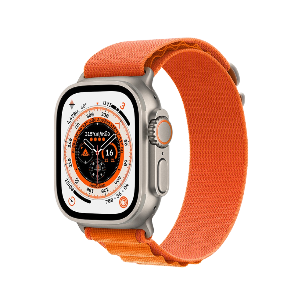 Apple Watch Ultra GPS + Cellular 49mm Titanium Case with Orange Alpine Loop - Medium