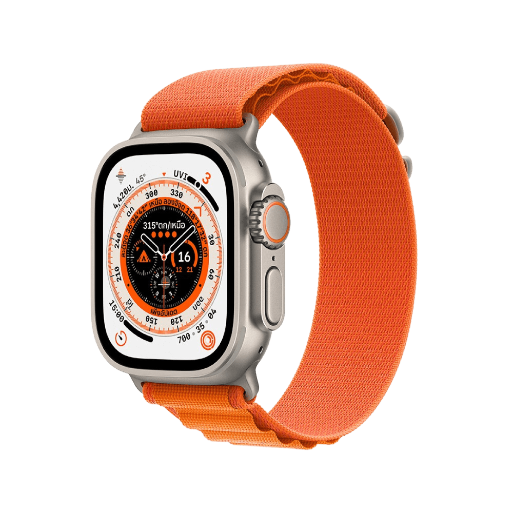 Apple Watch Ultra GPS + Cellular 49mm Titanium Case with Orange Alpine Loop - Small